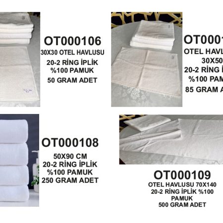 Otel Havlusu Koleksiyonu 30x30 / 30x50 / 50x90 / 70x140 %100 Pamuk