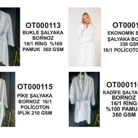 Şalyaka Bornoz Koleksiyonu Bukle / Pike / Kadife %100 Pamuk & Polikotton