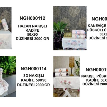 Kadife Nakışlı / Püsküllü / Kanaviçe Havlu Koleksiyonu 50x90