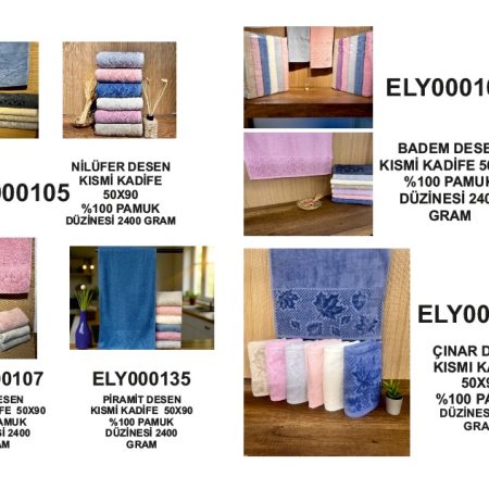 Nilüfer / Badem / Piramit / Çınar Desen Kadife Havlu 50x90 Koleksiyonu (Seçmeli Modeller)