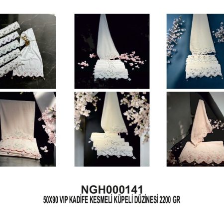 VIP Kadife Kesme Dantelli Havlu Modeli 50x90 (Özel Tasarım Koleksiyon)