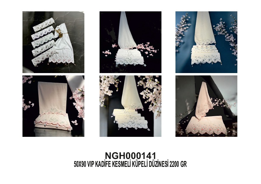 VIP Kadife Kesme Dantelli Havlu Modeli 50x90 (Özel Tasarım Koleksiyon)