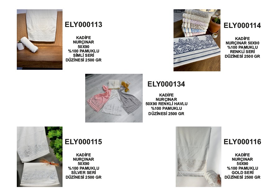 Kadife Nurçınar Simli / Renkli / Silver / Gold Seri Havlu Koleksiyonu