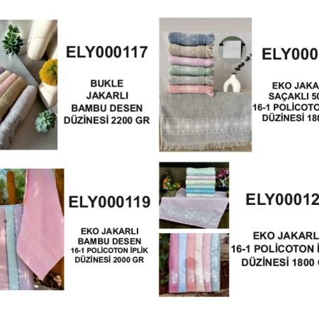 Bukle Jakarlı Bambu / Eko Jakarlı Saçaklı / Bambu Desen Havlu Koleksiyonu