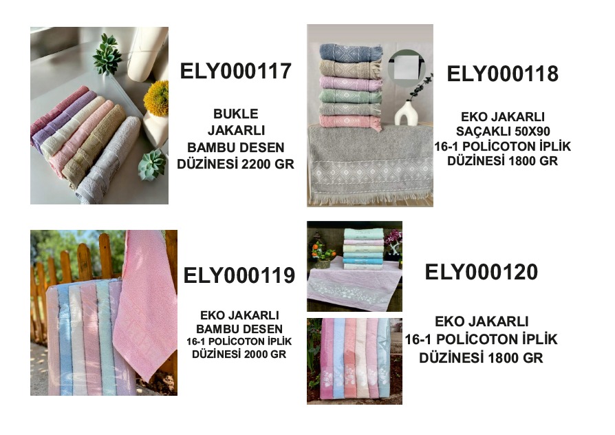 Bukle Jakarlı Bambu / Eko Jakarlı Saçaklı / Bambu Desen Havlu Koleksiyonu