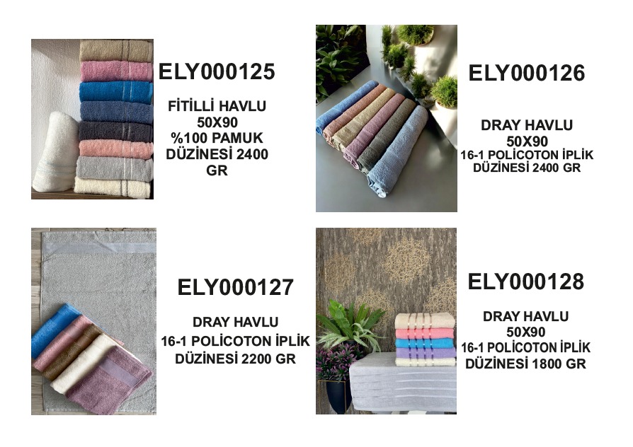 Fitilli / Dray Havlu %100 Pamuk ve Polikoton Havlu Koleksiyonu