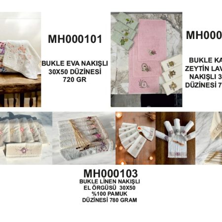 Bukle Nakışlı / Eva / Lavanta / Linen El Örgüsü Havlu Koleksiyonu