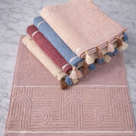 Püsküllü Jakarlı Banyo Havlusu Seti 50x90 cm