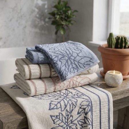 Yaprak Desenli Premium Banyo Havlusu Seti