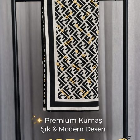 Premium Desenli Şal – Siyah & Beyaz